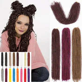 Европейска и американска мода химически влакна перуки синтетични разширения за коса Zizi плитки плетене на една кука кутия плитки цветни 22 инча
