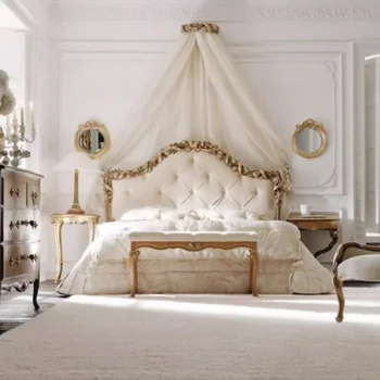 Европейска табла двойно легло бели рафтове платформа крал размер легло рамка луксозен спален Cama де Casal мебели за дома