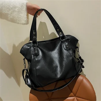 Елегантни меки кожени големи дамски чанти 2023 Нова чанта за рамо с висок капацитет Мода Жена Commuter чанта Голям купувач голяма пазарска чанта