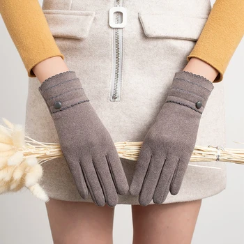 Есен Зима жени тънък руно не подут запази топло докосване екран открит колоездене диск ветроупорен елегантен еластичност ръкавици