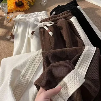Есен и зима Нови панталони с висока талия с широк крак за жени Instagram корейски ежедневни универсални панталони за отслабване в голям размер