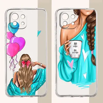 Жена мода момиче телефон случай за Xiaomi Mi 13 Ultra 10T 5G 12T бележка 10 Lite 11T 11 Lite 9T 12X 12 11X капак прозрачен мек