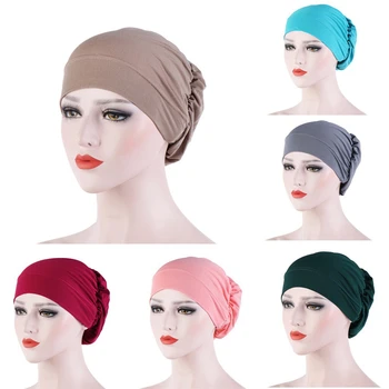 Жените мюсюлмани обикновен хиджаб шапка ислямски тюрбан вътрешни капачки Beanie капачка еластична кърпа главата шапка дамски аксесоари за коса