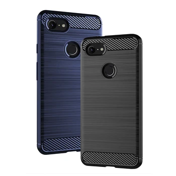 За Pixel3 мобилен телефон случай защитен капак четка въглеродни влакна модел силиконови анти-падане мека обвивка