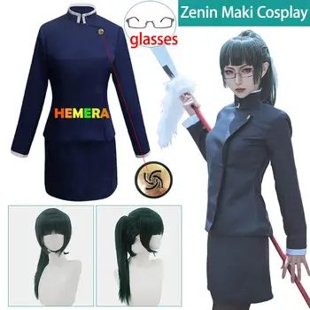 Зенин Маки Cosplay костюм очила Jujutsu Kaisen косплей костюм аниме униформа перука костюм Хелоуин рокли за жени