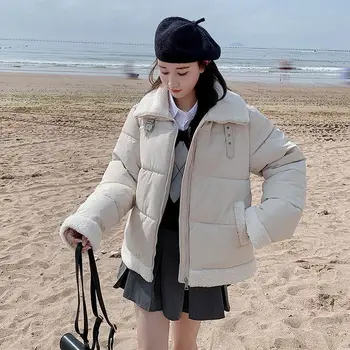 Зимен нов стил агнешко памучно яке, памучно яке, дамско късо и малко яке за хляб