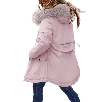 Зимни якета за жени 2024 Реколта сгъсти кожа лайнер качулка яке топли качулки открит туризъм парка палто зимни overwear