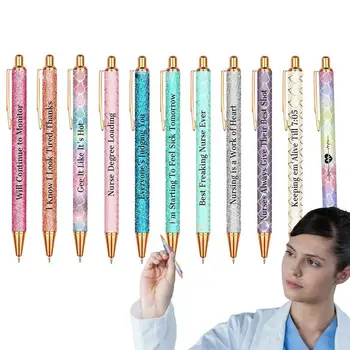 значка писалки за медицински сестри 12pcs смешно многоцветни химикалки с оплакващи се цитати Коледно парти офис благоприятства псувня