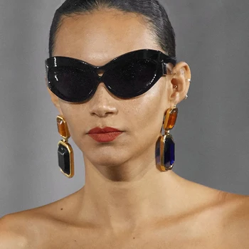 Извънгабаритни слънчеви очила за котешки очи за жени Мъже 2023 Дизайнер на луксозна марка Големи рамки Слънчеви очила Очила Shades Очила UV400 Oculos