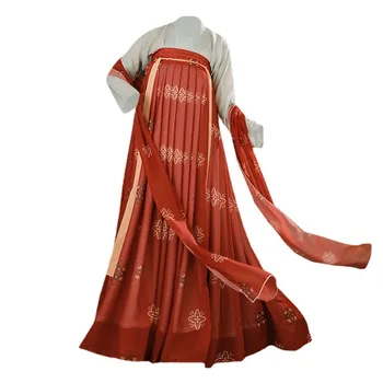 Изящна конфуцианска рокля Hanfu Qixiong за жени възстановява стила на династията Тан Елегантен и ефирен за пролетта и лятото