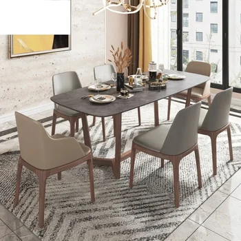 италиански светлина луксозни трапезни маси плоча стол комбинация правоъгълна скандинавски модерен минималистичен маса де кухня мебели за дома