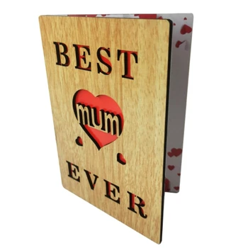Картичка за деня на майката-Картичка за рожден ден на мама -Най-добра дървена картичка за мама - подаръци за нея
