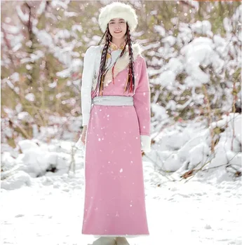 Китайска тибетска рокля и рокля в зимно дамско етническо облекло