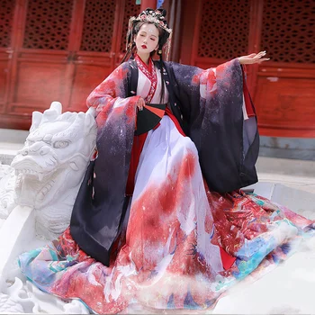 китайски стил ханфу червено лилаво бяло косплей костюми рокли за жена сцена износване народни танци роба дипломирането