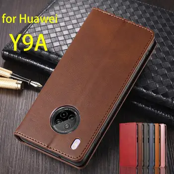 Кожен калъф за Huawei Y9A Flip Case Card Holder Кобур Магнитен атракционен капак за Huawei Y9A Калъф за портфейл Fundas Coque