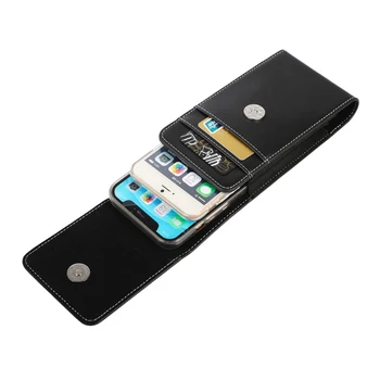 Кожен портфейл Dual Pouch 2 мобилен телефон колан клип случай кобур за iPhone 15 14 13 12 11 Pro Max XS 8 плюс мъже талия чанта притежателя