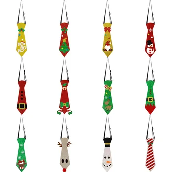 Коледна вратовръзка светлина пайети подарък за деца момче момичета Санта снежен човек лосове модел висящи направи си сам Нова година декор парти Коледа вратовръзки
