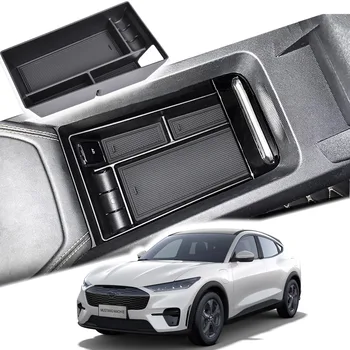 Кутия за подлакътници за кола за Ford Mustang Mach-E 2021 2022 2023 Аксесоари Организатор на централната конзола Вътрешна кутия за съхранение Тава