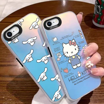 Лазерен градиентен капак за iphone 7 случай сладък карикатура Kuromi заек Sanrio Funda За iphone 7 iphone7 Coque Aurora Cover Capa чанти