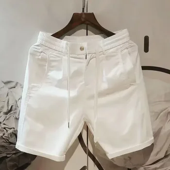 Леки модни шорти Cool Streetwear Elastic Male 2022 Корейски бели мъже талия случайни бермуди дъх лято