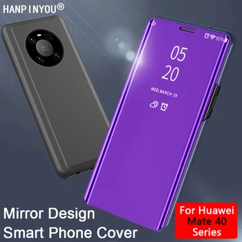 Луксозен интелигентен прозрачен грим огледало телефон капак за Huawei Mate 40 40E Pro Lite 4G 5G екран протектор притежателя стойка флип случай