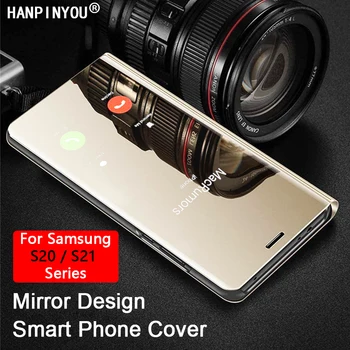Луксозен интелигентен прозрачен грим огледало телефон капак за Samsung Galaxy S20 S21 плюс Note20 ултра 5G екран протектор притежателя случай