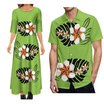 Лятна дамска рокля плюс размер 8xl хлабав жените полинезийски острови с мъжка риза двойка комплект безплатна доставка