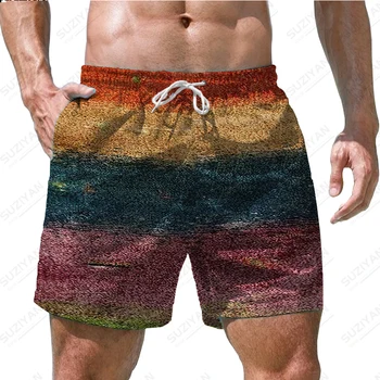 Лято Нови мъжки шорти плажни панталони цветен градиент 3D печат Хавайски отдих плаж стил мъжки шнур Начало СпортШорти