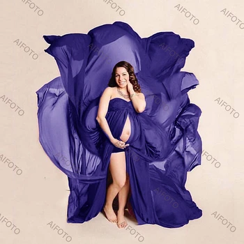 Майчинство дантелени рокли фотография подпори тюл пърхащи ръкави дълга пола бременност дрехи за фотосесия облекло Fotografia