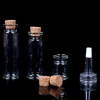 Малки бутилки с коркови запушалки Малки флакони Малки прозрачни стъклени буркани Капаци Контейнер за съхранение за художествени занаяти Проекти Дропшипинг