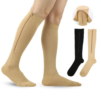 Медицински чорапи за компресиране с цип Жени Мъже Висока еластичност Найлон Затворен Toe налягане Отглеждане за оток Разширени вени
