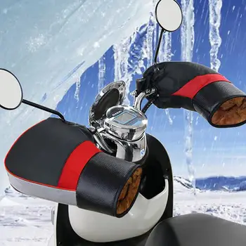 мотоциклет кормило маншони ръкавици вятър & водоустойчив зимна дръжка защита капак дъждоустойчив топъл ръкавици със светлоотразителна лента