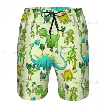 Мъжки плувни шорти Бански костюми Динозаври Дърво Зелени мъже Куфари Бански Плажно облекло Бордови шорти