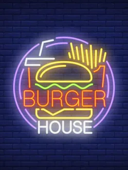 Неонов знак за Burger House стъклена тръба Търговски клуб лампа Ресторант светлина реклама Магазин за хранителни стоки Стенен декор Въздействие Привличане на светлина