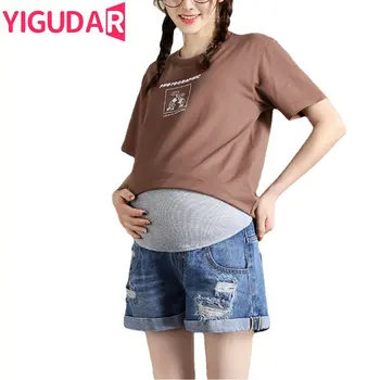 нов деним майчинство шорти ластик бременност къси дънки летни дрехи за бременни жени бременност фотосесия шорти