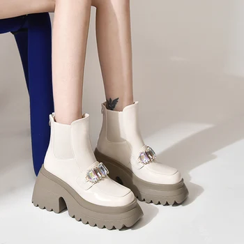 Нов кристал Челси глезена сняг ботуши мода зимни дамски обувки апартаменти платформа нехлъзгане спорт случайни
