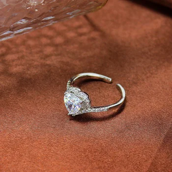 Нов луксозен кристален пръстен мода елегантна дама сърцевидна циркон пръстен романтична булка вечна сватба годежно парти пръстен подаръци