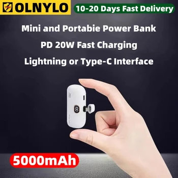 Нова преносима банка за захранване 5000mAh 20W бързо зарядно устройство Lightning Type-C порт външна батерия за iPhone Samsung Xiaomi Mini Powerbank