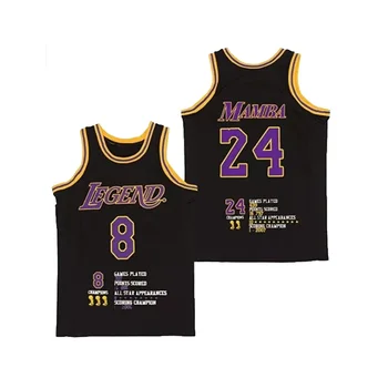 Нови баскетболни фланелки LEGEND 24 MAMBA Jersey Дигитален печат Висококачествен спорт на открито Пет шампиона Жълто Черно 2023 Ново