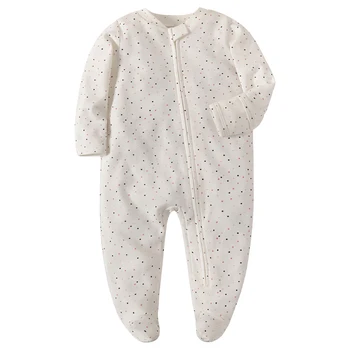 Новородено бебешко спално облекло Памук бял мек цип Пижама за новородени 0-12 месеца Спално бельо Новородено бебешко облекло