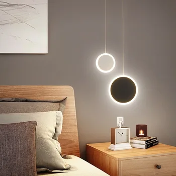 Новост Nordic Led висулка светлини спалня нощно обесване лампа вътрешно осветление за ресторант кухня бар бял черен украсяват