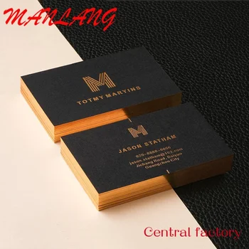 Персонализиран висококачествен черен цвят от златно фолио с вдлъбнато релефно означение на луксозни визитни картички