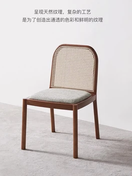 Персонализиран скандинавски стол за хранене от масивна дървесина от ратан японски ретро B & B кафене стол маса за хранене и стол проучване фотьойл