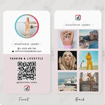 Персонализирани Tik Tok карти Фотоколаж Модерна визитка за социални медии Визитка Персонализирана Tik Tok тенденции Продукти QR код