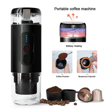 Преносима мини кафе машина Електрическа кафе еспресо машина Офис/домашен офис Външна пътешествена кафемашина Може да загрява вода