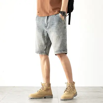 Размер 28-40 Дишаща дънкови шорти мъжки скъсани къси дънки облекло Бермуда памучни шорти мъжки нова мода твърди