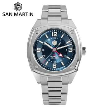 Сан Мартин Оригинален дизайн 40mm мъже гмуркане часовник GMT Хангжу 6460 автоматично механично движение часовници водоустойчив 10Bar
