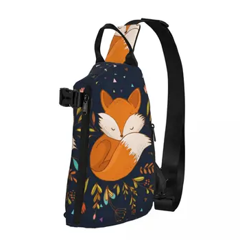 Сладка лисица цветя и триъгълници рамо чанти животински тичане гърдите чанта мъже пътуване дизайнер прашка чанта ретро телефон малки чанти