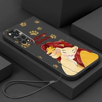 Сладък Disney Lion King телефон случай за Redmi Забележка 12 11T 11S 11E 10S 10T 10 9T Pro Plus течно въже Funda Cover