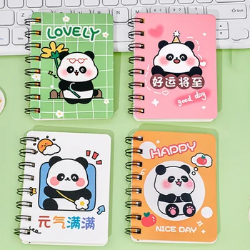 Сладък карикатура Panda A7 бобина тетрадка 80 страници джобен бележник офис училище Научете консумативи преносим мини дневник дневник тетрадки
